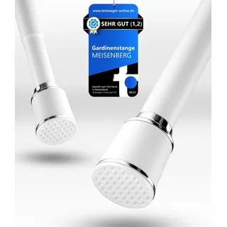 MEISENBERG Stange ohne Bohren 220-270cm, Weiß, Ø 32 mm, Teleskopstange zum Klemmen - Multifunktionale Vorhangstange Klemmstange für Fenster, Raumteiler und Küche
