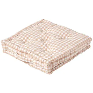 Homescapes Sitzkissen beige kariert 50/50/10 cm – Bodenkissen Vichy-Karo , Textil , Kariert , Füllung: Polyester , Quadratisch , 50x10x50 cm , Oeko-Tex® Standard 100 , Heimtextilien, Wohntextilien, Kissen