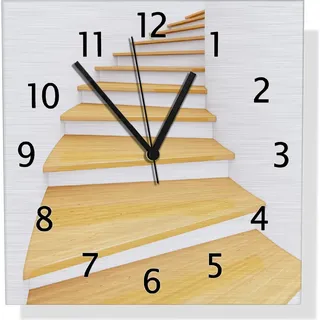 Wallario Design Wanduhr Wendeltreppe aus hellem Holz aus Aluverbund, Größe 30 x 30 cm - Weiß