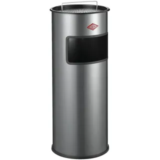 Wesco mittlerer Standascher mit Sieb in der Farbe silber, pulverbeschichtetes Stahlblech, 30 Liter Volumen, Einwurfschlitz, ohne Einsatz