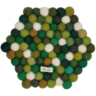 Grült Home Topfuntersetzer - Filz untersetzer für Tassen, Töpfe, Pfannen und Tassen handgefilzt in Nepal (Grün, Hexagonal 20 cm)