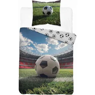 Bettwäsche, Baumwollbettwäsche für Kinder 160x200cm 5157a Fußball - Grün