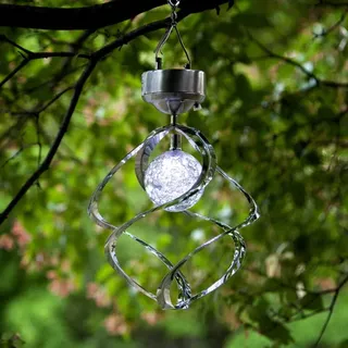 Best Season LED-Solar-Windspiel "Wind Mill" silber 1 cool white LED, Solarpanel, Akku, outdoor, 477-51 - Silber