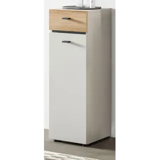 Badezimmer Kommode "Matteo" in Kaschmir und Evoke Eiche 32 x 91 cm - Beige, Naturbelassen