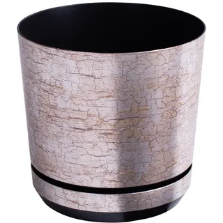 KERD Blumentopf 32 cm, Antik Silber (019), dekorativ, hochwertig recycelt, Drainage, mit Untersetzer, handbeklebt, Klassiker, Vintage, Elegante Einrichtung, Altsilber, vielseitig