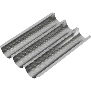 Wellgro Baguette-Blech - für bis zu 3 Baguettes - Baguetteblech mit Antihaftbeschichtung - 38,5 x 28,5 x 4 cm