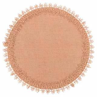 Tischset rund 38 cm aus Jute mit gesticktem Rand