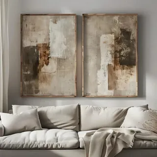Japanisches Retro-Wabi-Sabi-Berg-Abstrakt-Leinwanddruck-Poster, moderne minimalistische Kunst, Heimdekoration, Wand für Wohnzimmer (60 x 90 cm - 2 Stück)