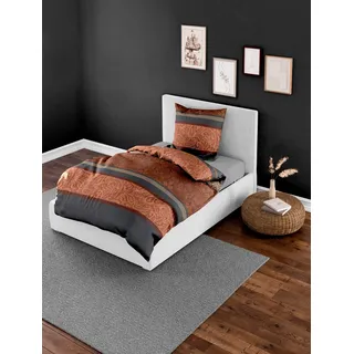 Bettwäsche BIERBAUM "4954", braun (trüffel), B/L: 155cm x 200cm, 1 Stk., 1 Stk., Mako-Satin, B/L: 80cm x 80cm, 2 Stk., Mako-Satin, Obermaterial: 100% Baumwolle, Bettwäsche, Bettwäsche, 100 % Baumwolle, pflegeleicht, Paisley Muster