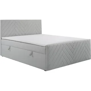 KSHOMECONCEPT Boxspringbetten mit Bettkasten NOVA 120x200, Bonellfederkern Matratze, Silber - Silber