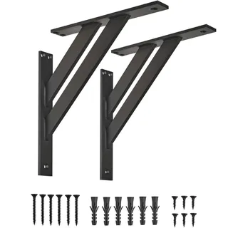 Alusfera Regalhalterung - Dekorative Regalwinkel - Regalhalter 240 mm - Wandregal Halterung - Langlebige Wandhalterung 2 Stück - Regalträger Schwarz- Wandhalterung Regal