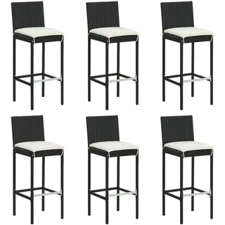 vidaXL Barhocker mit Kissen 6 Stk. Schwarz Poly Rattan