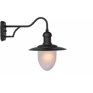 Licht-Erlebnisse Wandleuchte Außen IP44 Glas Metall Schwarz E27 1-flammig