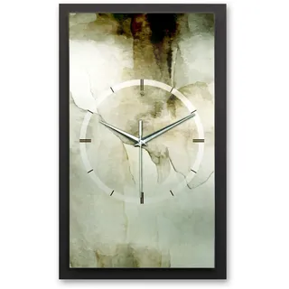 Kreative Feder 3D Designer-Wanduhr Abstrakt Grün in modernem Metallic-Look 50x30cm rechteckig analog lautlos ohne Ticken (Abstrakt Grün, leises Funkuhrwerk)