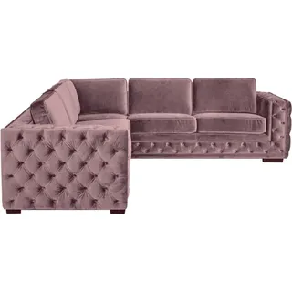 Ecksofa Rosa Samt Wohnlandschaft Couch Eckgarnitur Polster Altrosa Möbel Design - Rosa