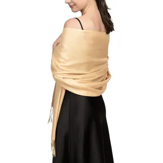 Achillea Pashmina-Schal, weich, lang und samtig, in vielen einfarbigen Farben - Beige -