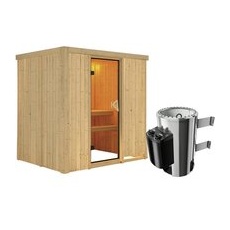 KARIBU Sauna »Kircholm«, inkl. 3.6 kW Saunaofen mit integrierter Steuerung, für 3 Personen - beige
