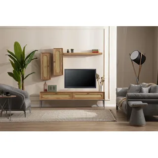 Lowboard rtv Wandschränke Wohnzimmer Holz Möbel Wandregal Set 4 tlg. - Braun