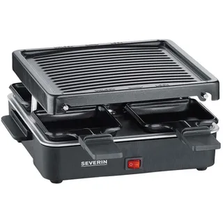 Severin Raclette-Grill , Schwarz , Kunststoff , 40x12.2x26 cm , Kontrollleuchte, antihaftbeschichtete Raclette-Pfännchen, Ein/Aus-Schalter , Kochgeschirr, Tischgrills & Fondues, Raclette-Grills
