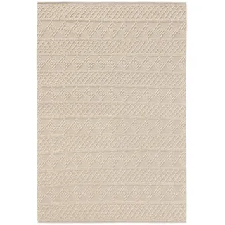 benuta Pure Teppich Jasper Cream 80x150 cm , Creme , Textil , Grafikmuster , Rechteckig , 80x150 cm , für Fußbodenheizung geeignet , Teppiche und Böden, Teppiche, Webteppiche