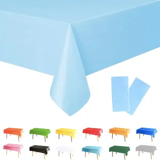 2 Stück Tischdecke Blau, 137x274cm Einweg Tischdecke Plastiktischdecke, Party-Tischdecken Biertisch Plastik Outdoor Gartentischdecke Wetterfest für Geburtstag,Herbst,Weihnachten,Halloween,Picknick