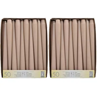 PAPSTAR 50 Leuchterkerzen puder, Beige, Ø 2,2 cm · 25 cm (Packung mit 2)