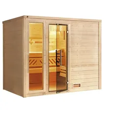 Bild von Massivholzsauna »Bergen«, (Set), 7,5 kW Bio-Ofen mit digitaler Steuerung, beige