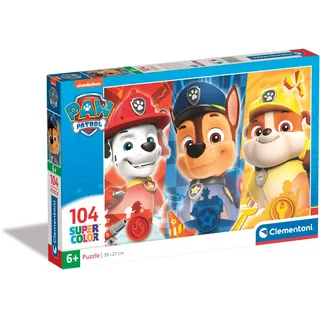 CLEMENTONI Puzzle Super Color Paw Patrol Close Up, 104 Teile