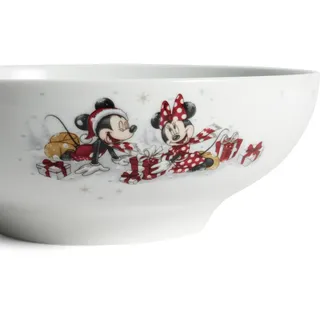 Fyrklövern Micky, Minnie & Pluto Servierschale Disney, 25 cm, Porzellan, Spülmaschinenfest, Winter, Weiß