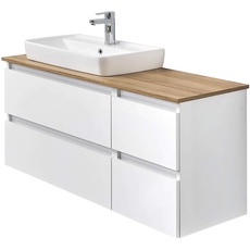 Bild von Waschtischunterschrank Quickset 360 mit Waschbecken in Weiß Glanz, 113 cm breit | Waschplatz mit 4 Auszügen