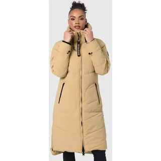 Marikoo Damen Winterjacke Stepp Winter Jacke gesteppter Wintermantel warm lang Mantel [B949-Benik-Beige-Gr.S] - S
