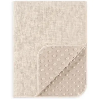 Susurration Babydecke Baumwolle Baby Decken Neugeborenen, Weiche Krabbeldecke 75x100cm,Multifunktional Minky Kuscheldecke für Kleinkinder Mädchen Junge (Beige)