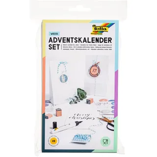 folia 9401 - Adventskalender-Set mit 24 lebensmittelechten Papiertüten in weiß, Kordel und Zahlensticker