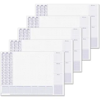 SIGEL H7355/5 Papier-Schreibtischunterlage DIN A2, Kalender 2027-2029 und Wochenplan, 30 Blatt, 5 Stück, lila, Schreibunterlage zum Abreißen aus nachhaltigem Papier