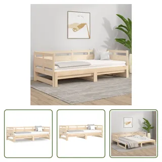 The Living Store Tagesbett Ausziehbar Massivholz Kiefer 2x(80x200) cm - Braun