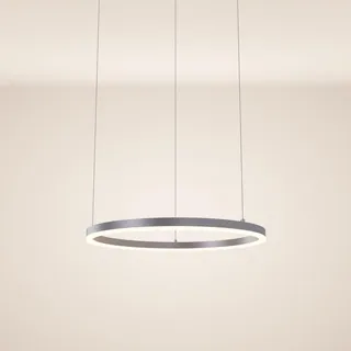 s.luce Led-Hängeleuchte Ring Direkt/Indirekt 5m Aluminium Ø 60cm , Alufarben , Metall , Rund,Rund , LED integrated , 60x3.3x60 cm , Lampen & Leuchten, LED Beleuchtung, LED-Hängeleuchten