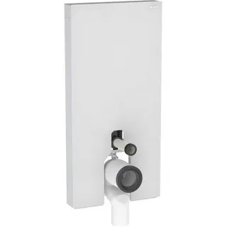 Geberit Monolith Sanitärmodul für Stand-WC, 101cm, Wasseranschluss seitlich, mit P-Anschlussstutzen, 131.003.TD.5, Farbe: Glas weiß / Aluminium gebürstet