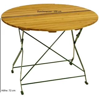 DEGAMO Gartentisch Klapptisch Biergartentisch BAD TÖLZ 100cm rund, Flachstahl grün + Holz Robinie - Grün, Braun