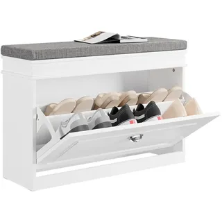 SoBuy Schuhbank 75 x 51 x 24 cm weiß / weiß
