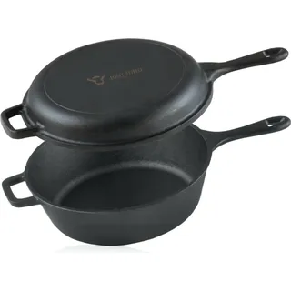 BBQ-Toro Gusseisen Topf mit Pfannendeckel, 5 Liter - schwarz, Gusseisenpfanne Grill, Gusseisen Topf - Schwarz