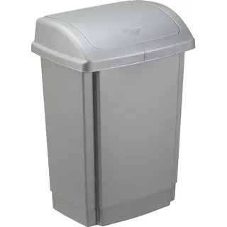 plast team Schwingdeckel-Abfalleimer 15 Liter silber - Silber