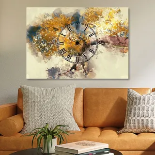 Opviq, ST488419336_70100, Dekorative Wanduhr, Mehrfarbig, 100% BAUMWOLLE, 70 x 100 cm