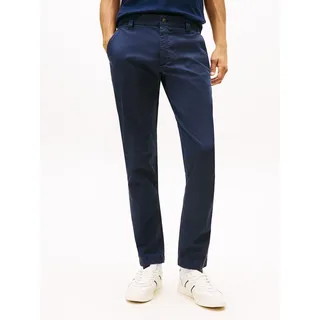Chinohose TOMMY JEANS "SCANTON Slim Fit Hose", Herren, Gr. 34, Länge 32, schwarz night navy, Web, Obermaterial: 96% Baumwolle, 4% Elasthan, slim fit lang, Hosen Chinohose, slim fit, Twill