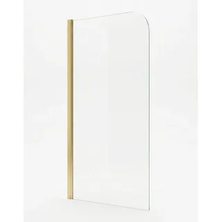 Badplaats B.V. Badplaats Duschwand für Badewanne Torino 60 x 140 cm Gold - Drehbare Duschtrennwand mit 5 mm ESG Sicherheitsglas, Nano-Beschichtung