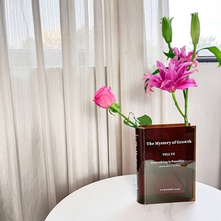 Puransen Buchvase für Blumen ästhetische Raumdekoration, künstlerischer und kultureller Geschmack, dekorative Acrylvase, einzigartiger Akzent, für Zuhause/Schlafzimmer/Büro, Buch (Transparent Braun)