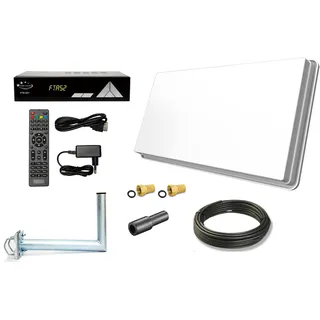 Sat Anlage 1 Teilnehmer Flachantenne Antenne + HD Receiver + Wandhalter+Hdmi TOP