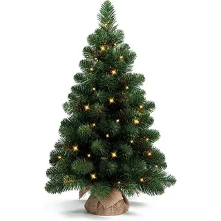 Künstlicher Weihnachtsbaum Narnie in Blumentopf 45cm mit LED Beleuchtung, Tannenbaum Christbaum Kunstbaum Dekobaum mit Metallständer - Beige, Grün