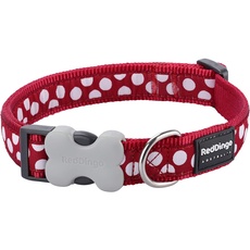 Trilus DC-S5-RE-15 Nylon Hundehalsband, weiße Punkt an rot, S