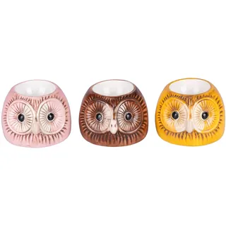 Set mit 3 Eierschalen, Eulenform, Keramik, Les Petites