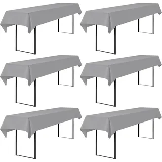 Showgeous 6 Stück Biertisch Tischdecke universell für 50cm und 70cm Biertischhüllen für Biertisch Biertischhüllen Biertischhülle Biierzelt Set rechteckige Tischdecken waschbar 100x250cm (anthrazit) - Grau